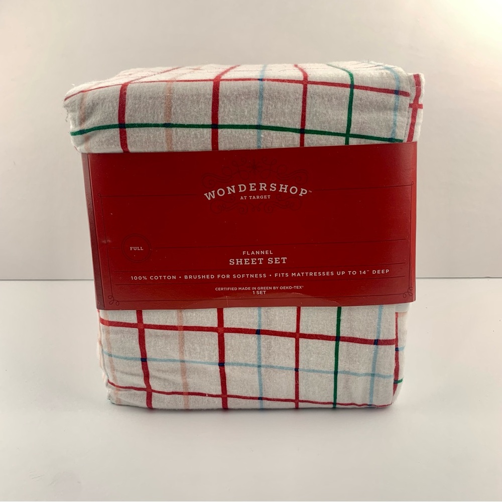 Full Flannel Christmas Sheet Set Grid Print - Wondershop Target Winter Christmas